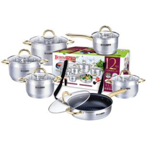 12 pieces stainless steel cookware
