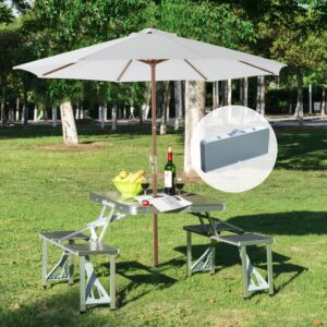 Portable Folding Picnic Table with Umbrella Hole